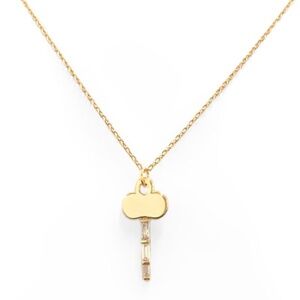 CZ Baguette Key Pendant Necklace
